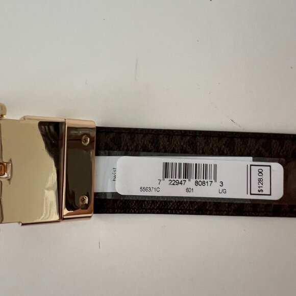 NEW Michael Kors Reversible Leather Burgundy & Monogram Belt, Buckle Logo-Unisex - Picture 10 of 14